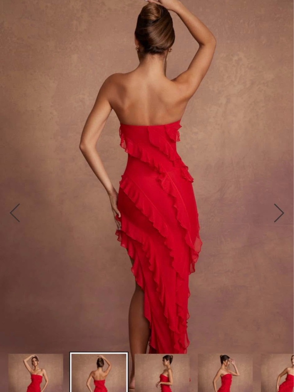 NWT Oh Polly Red Maxi Ruffle Dress - Picture 2 of 3